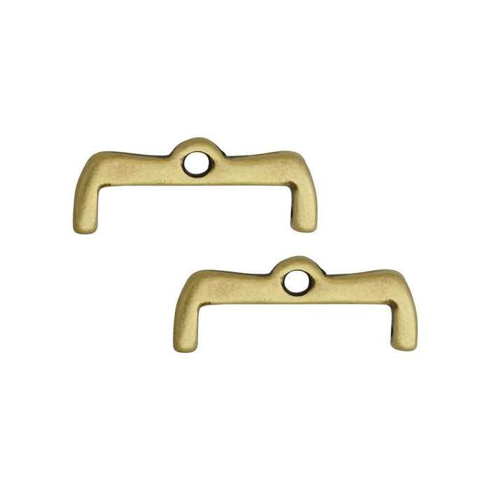 Cymbal Bead Endings for 8/0 Delica & Round Beads, Maronia II, 7x18.5mm, Antiqued Brass Plated (2 Pieces)