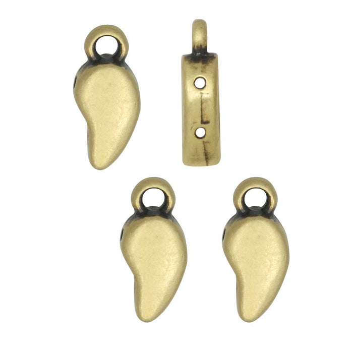 Cymbal Bead Endings for PaisleyDuo Beads, Mamaku, 11.5x5mm, Antiqued Brass Plated (4 Pieces)