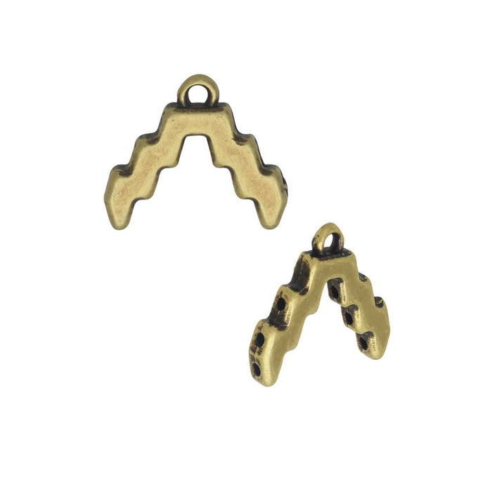 Cymbal Bead Endings for SuperDuo Beads, Menites, 13.5x15mm, Antiqued Brass Plated (2 Pieces)