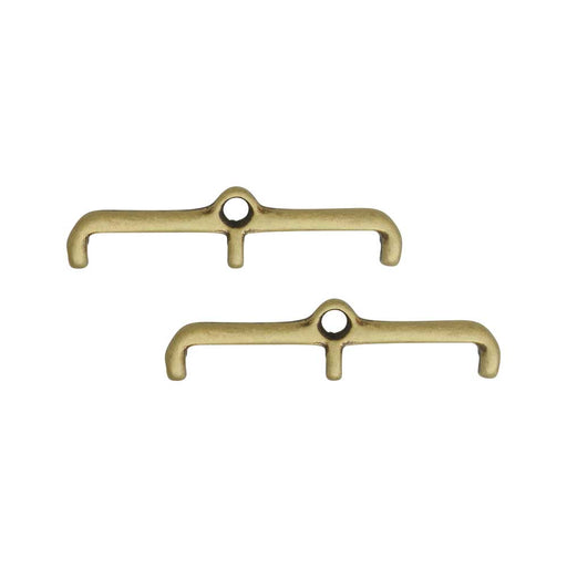Cymbal Bead Endings for 11/0 Delica & Round Beads, Skafi III, 6x24.5mm, Antiqued Brass Plated (2 Pieces)