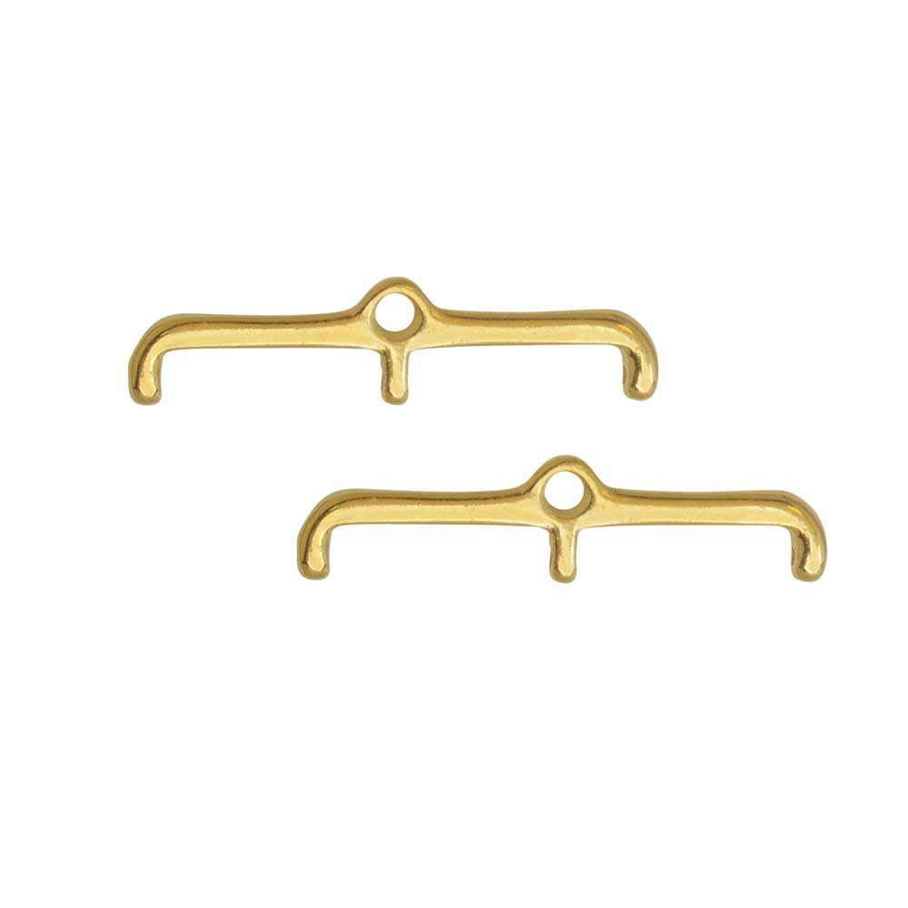 Cymbal Bead Endings for 11/0 Delica & Round Beads, Skafi III, 6x24.5mm, 24k Gold Plated (2 Pieces)