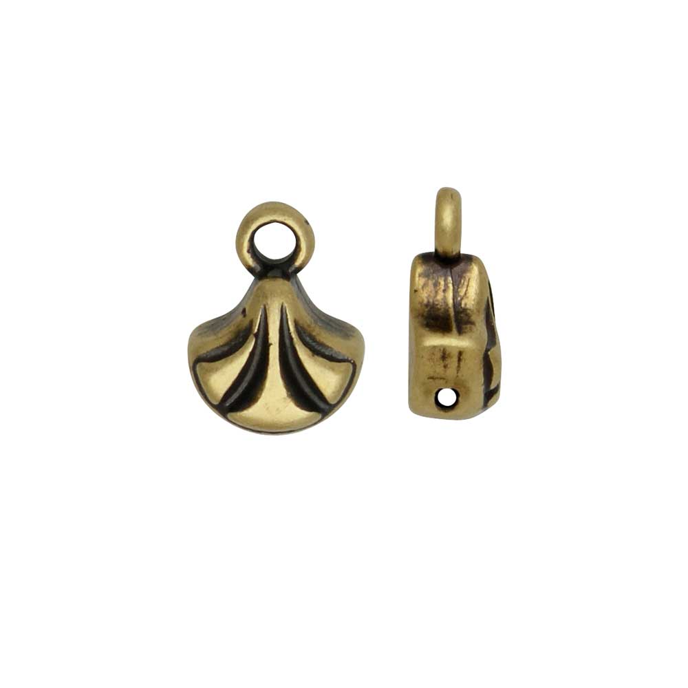 Cymbal Bead Endings for Ginko Beads, Padanassa, 10x7mm, Antiqued Brass Plated (2 Pieces)