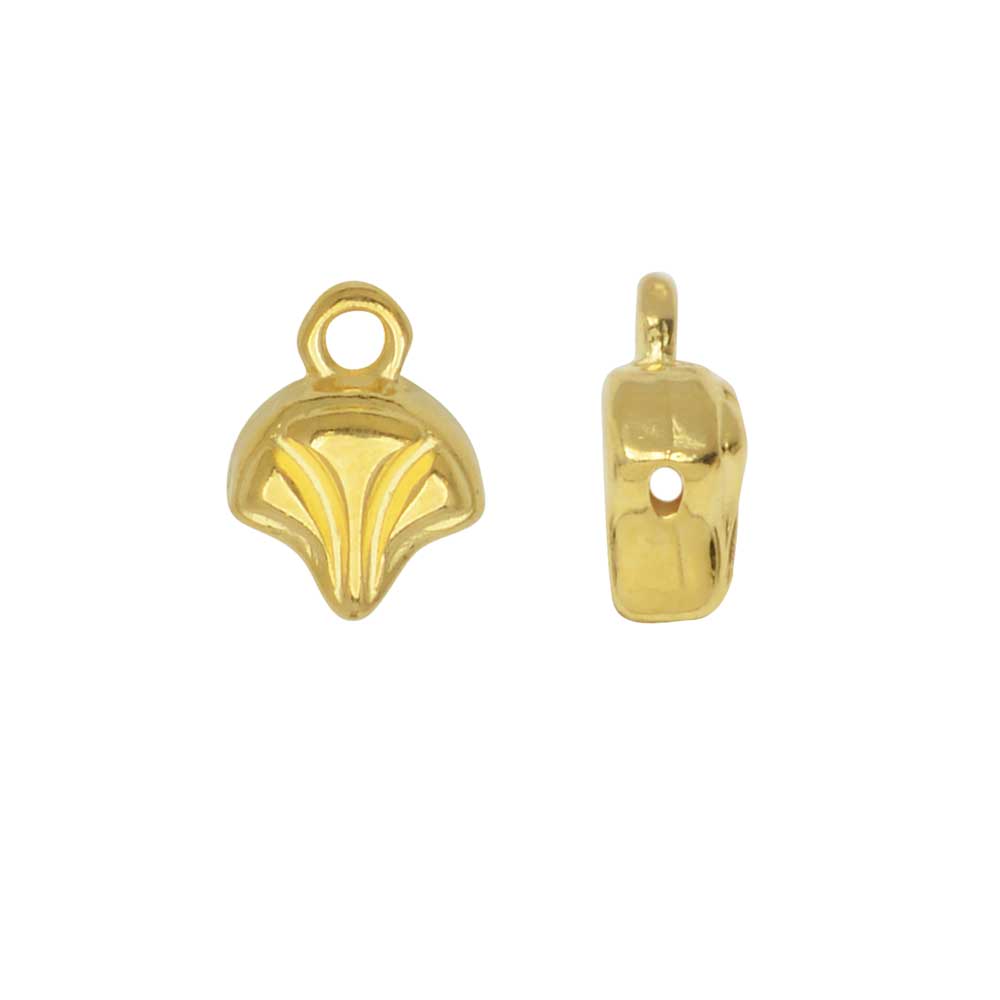 Cymbal Bead Endings for Ginko Beads, Modestos 10x7mm, 24k Gold Plated (2 Pieces)