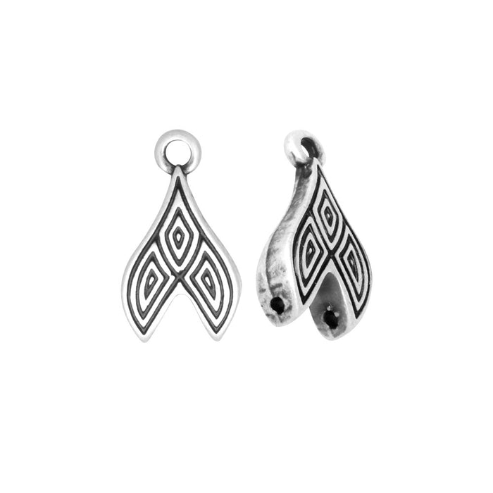 Cymbal Bead Endings GemDuo Beads, Tourlos II, 9x16.5mm, Antiqued Silver Plated (2 Pieces)