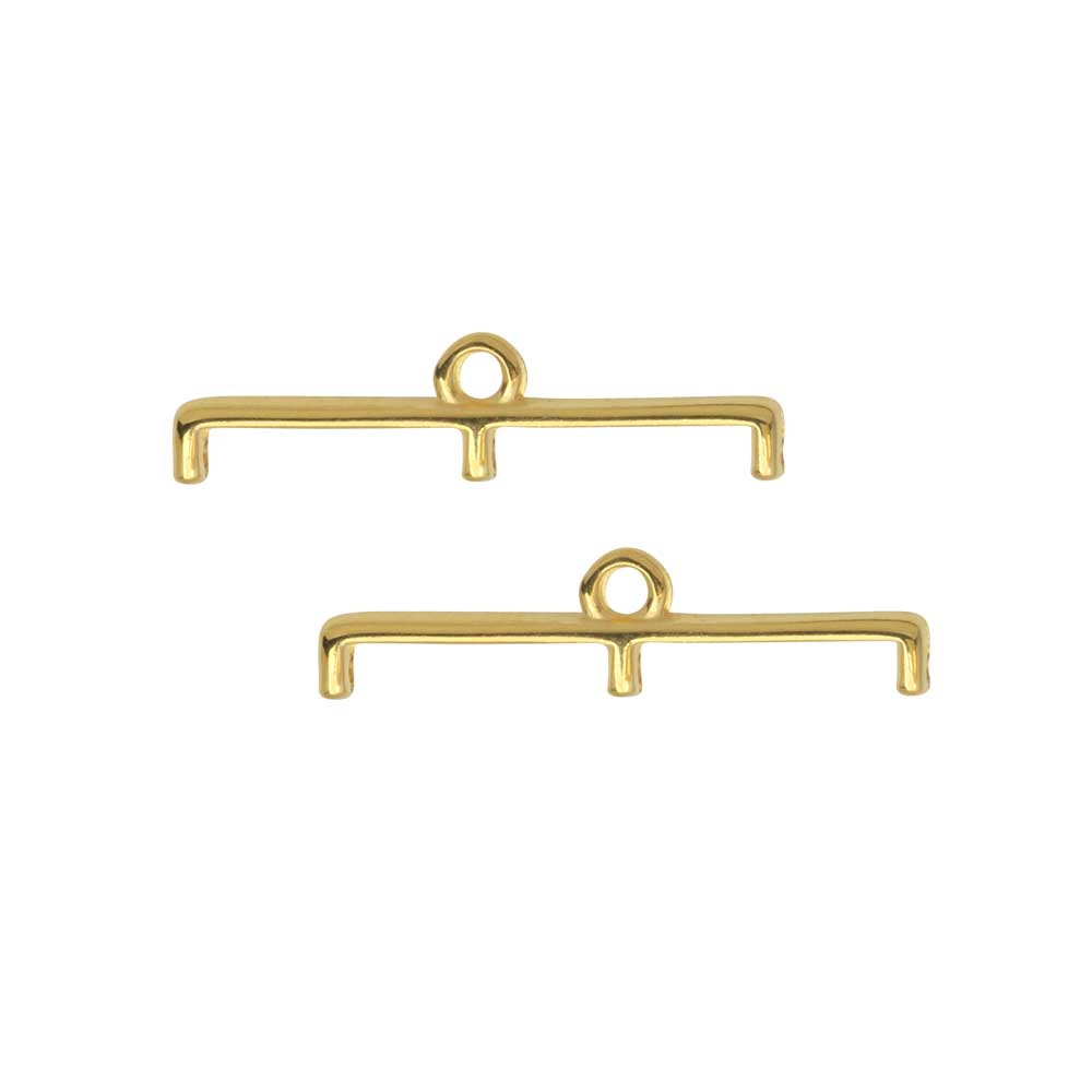 Cymbal Bead Endings for 11/0 Delica & Round Beads, Topolia III, 5.5x23mm, 24k Gold Plated (2 Pieces)