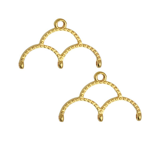Cymbal Bead Endings for 11/0 Delica & Round Beads, Skaloti III, 14.5x22.5mm, 24k Gold Plated (2 Pieces)