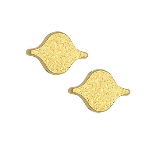 Cymbal Bead Connectors for PaisleyDuo Beads, Liotrivi, 10.5x15mm, 24k Gold Plated (2 Pieces)