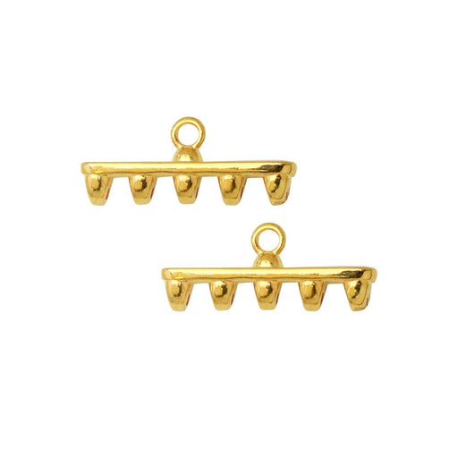 Cymbal Bead Endings for SuperDuo Beads, Rozos V, 8x19.5mm, 24k Gold Plated (2 Pieces)