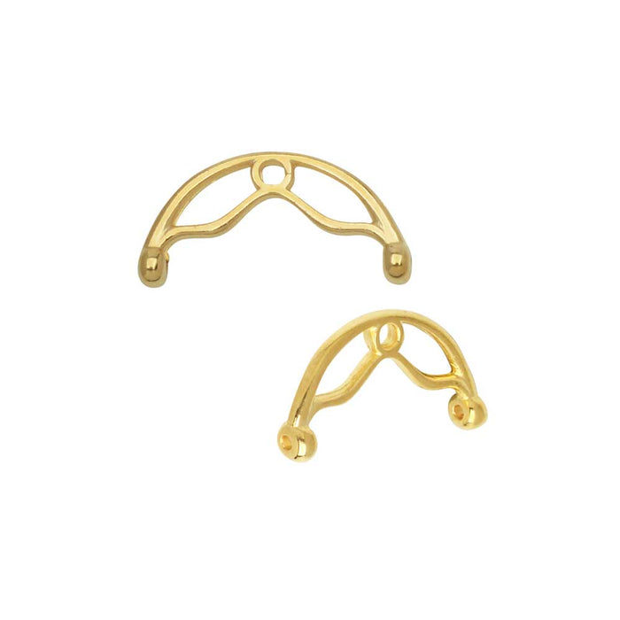 Cymbal Bead Endings 8/0 Delica & Round Beads, Sitanos II, 9.5x18.5mm, 24k Gold Plated (2 Pieces)