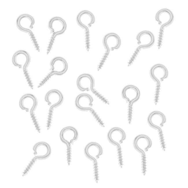 Iron Screw Eye Pin, 5x10mm Open Ring, Bright Silver Tone (20 Pieces)