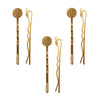 22K Gold Plated Metal Bobby Pins With 10mm Pad For Gluing (6 pcs)