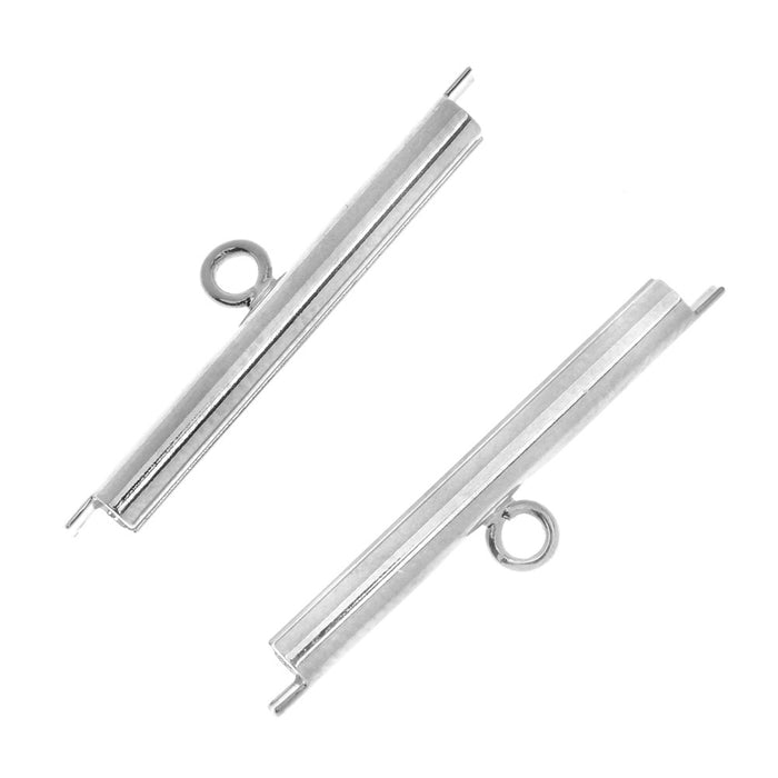 Beadalon Tube Slide Cord Ends, fits 11/0 Miyuki Seed Beads 30mm, Pack of 2, Silver Plated