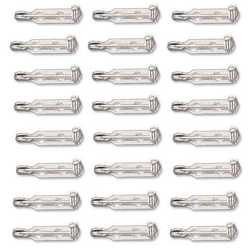 Silver Tone Glue On Bar Pin Back 3/4 Inch (20mm) (24 Pieces)