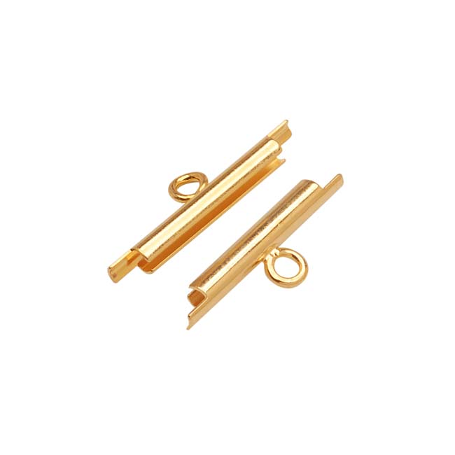 Miyuki Findings Gold Plated Seed Bead Slide End Tubes 15mm (2 Pieces)