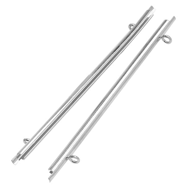 Miyuki Findings Silver Tone 2 Loop Seed Bead Slide End Tubes 60mm (2 Pieces)