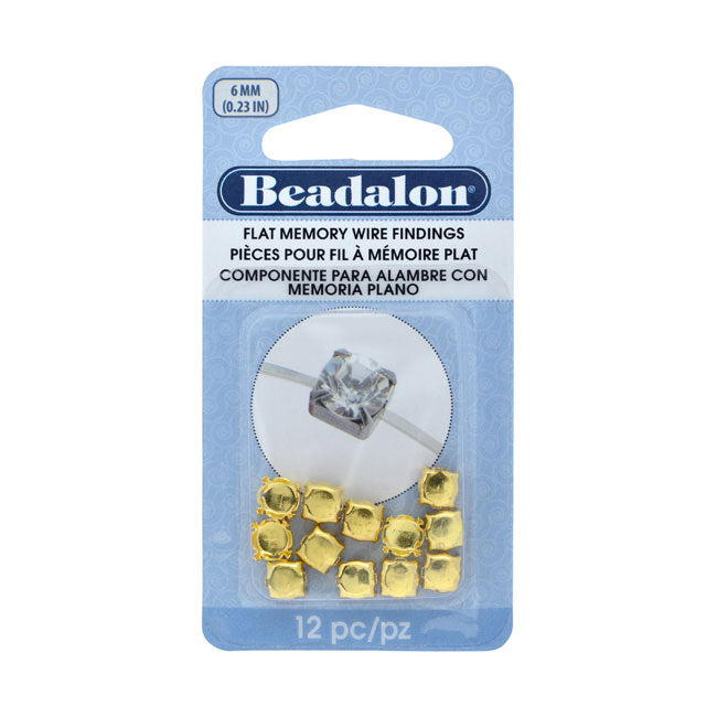 Beadalon Flat Memory Wire Findings, Round 6mm Cups, Gold Plated (12 Pieces)