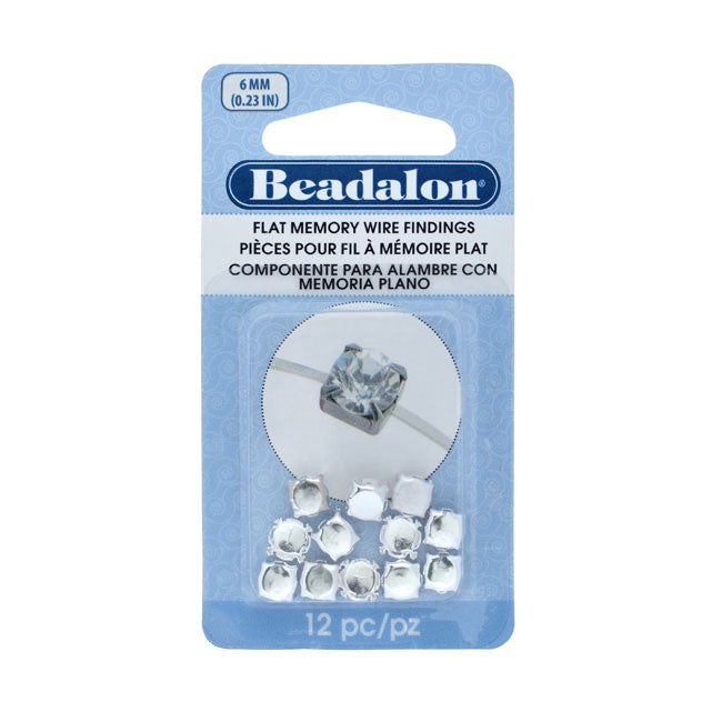 Beadalon Flat Memory Wire Findings, Round 6mm Cups, Silver Plated (12 Pieces)