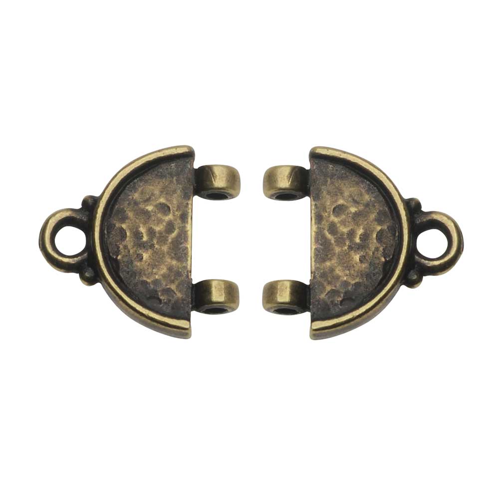 Connector Link, Hammertone Crescent 14x14mm Brass Oxide Finish, by TierraCast (2 Pieces)