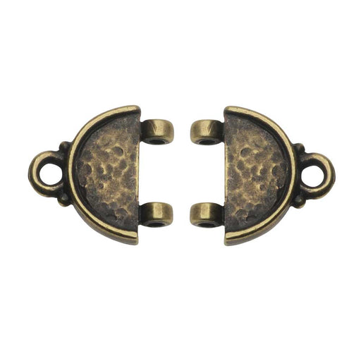 Connector Link, Hammertone Crescent 14x14mm Brass Oxide Finish, by TierraCast (2 Pieces)