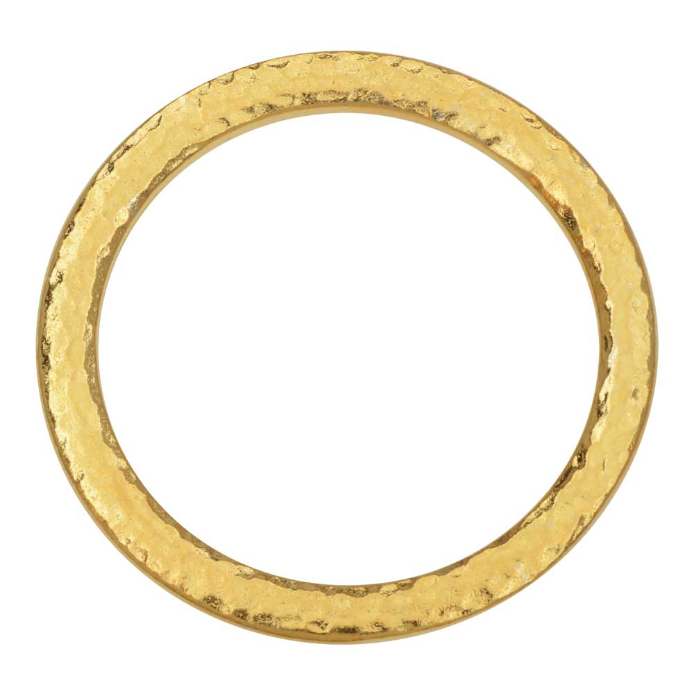 Connector Link, Hammertone Ring 31.5mm, Bright Gold, by TierraCast (1 Piece)