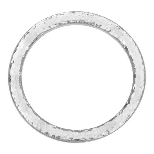 Connector Link, Hammertone Ring 31.5mm, Bright Rhodium, by TierraCast (1 Piece)