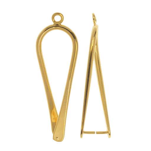 Pinch Bail for Pendants, Upside Down Teardrop 32.5mm, Gold Plated (4 Pieces)