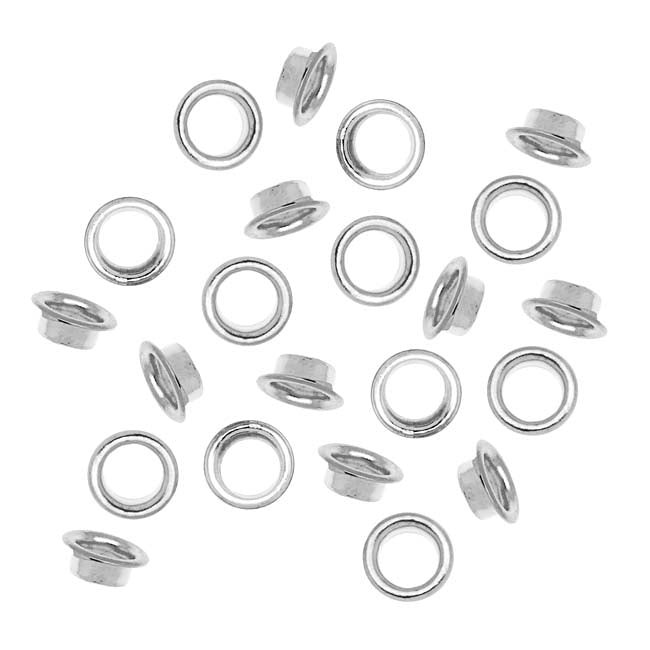 Silver Plated Round Grommets - Fits 5mm Bead Holes (100 pcs)