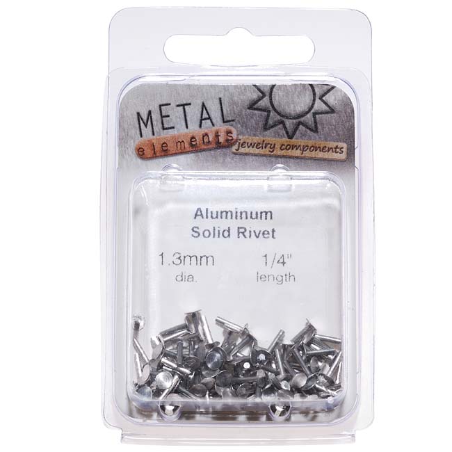 The Beadsmith Metal Elements, 1/4 Inch Nail Head Rivets for Leather 1.3mm Diameter, Aluminum (100 pc)