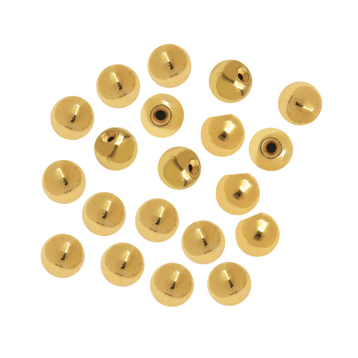 End Cap Beads for Memory Wire, Round Glue In 3mm Diameter, Gold Plated (20 Pieces)