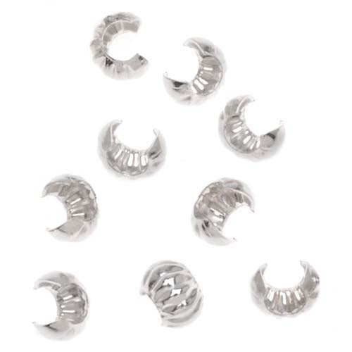 Crimp Bead Covers, Corrugated 3mm, Sterling Silver (10 Pieces)