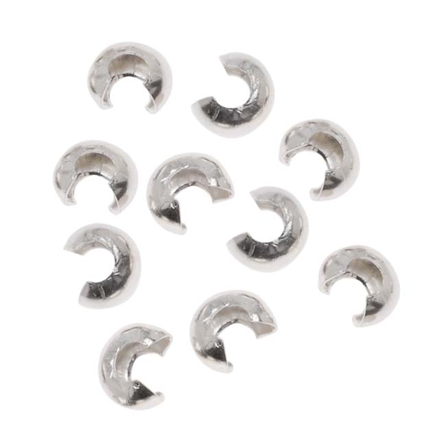 Crimp Bead Covers, 4mm, Sterling Silver (10 Pieces)