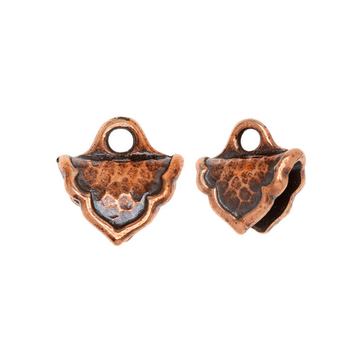 TierraCast Crimp Cord Ends, Palace Triangle 12mm Antiqued Copper Plated (2 Pieces)