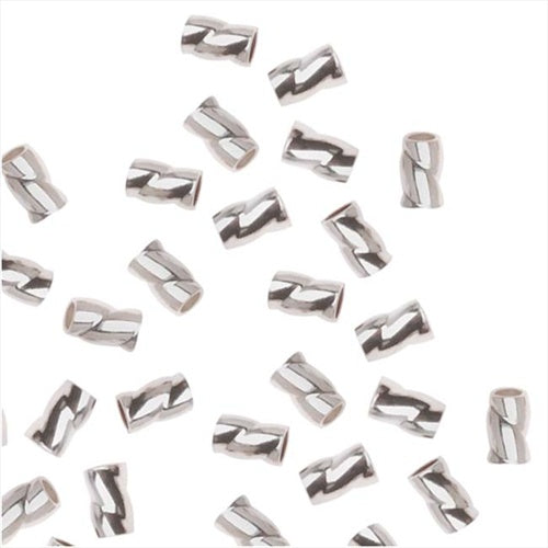Crimp Beads, Twisted 3x2mm, Sterling Silver (20 Pieces)
