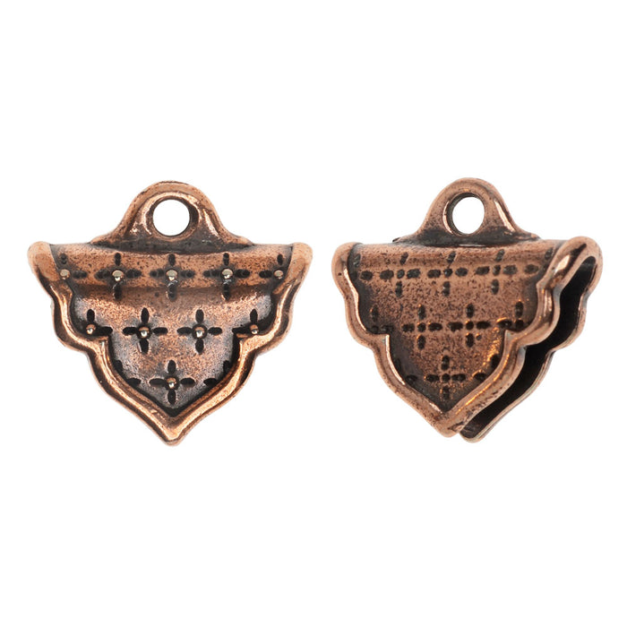 TierraCast Crimp Cord Ends, Marrakesh Triangle 17mm, Antiqued Copper Plated (2 Pieces)