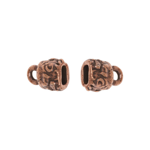 TierraCast Cord Ends, 2-Strand Flora 10.5x7mm, Fits 2mm Cord, Antiqued Copper Plated (2 Pieces)