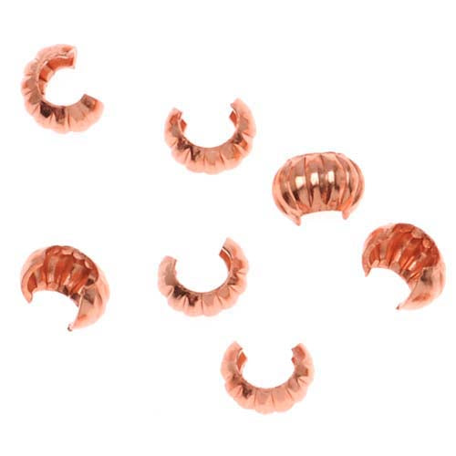 Crimp Bead Covers, Corrugated 3mm Copper (20 Pieces)