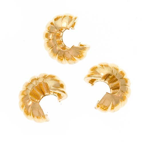 Crimp Bead Covers, Fluted 4mm, Gold Plated (144 Pieces)