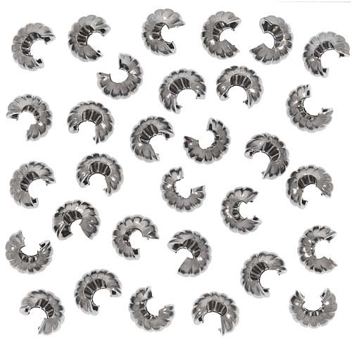 Crimp Bead Covers, Fluted 4mm, Gunmetal Plated (144 Pieces)