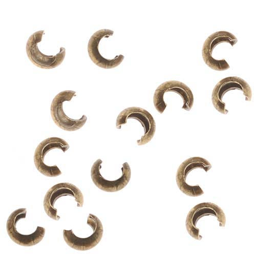 Crimp Bead Covers, 3mm, Antiqued Brass (50 Pieces) — Beadaholique