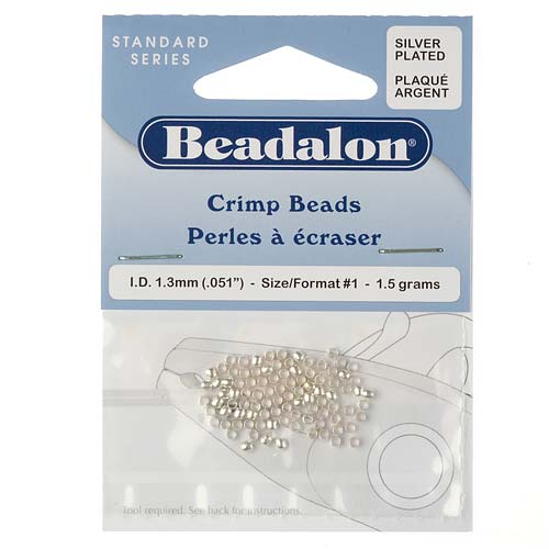 Beadalon Crimp Beads, 1.3mm, Silver Plated (95 Pieces)