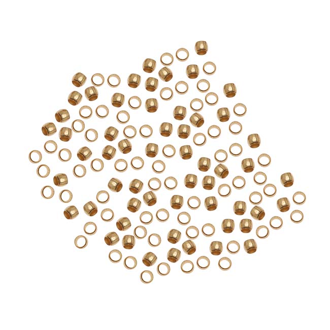 Crimp Beads, Barrel 2x1.5mm, Brass (100 Pieces)