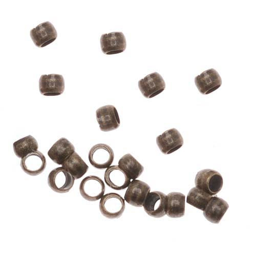 Crimp Beads, Barrel 2x1.5mm, Antiqued Brass (50 Pieces)