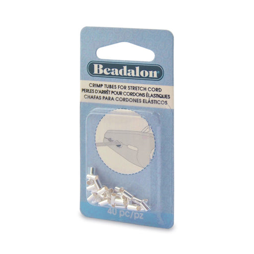 Beadalon Crimp Beads, Tube 6x2.5mm, For 1mm Rubber Stretch Cords, Silver Plated (40 Pieces)