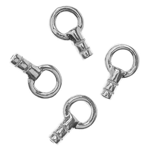 Beading Chain End Caps, Crimp Beads with Loop, Silver Plated (4 Pieces)