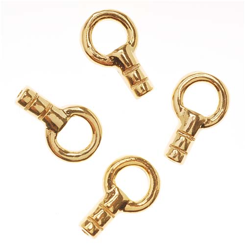 Beading Chain End Caps, Crimp Beads with Loop, 22K Gold Plated (4 Pieces)