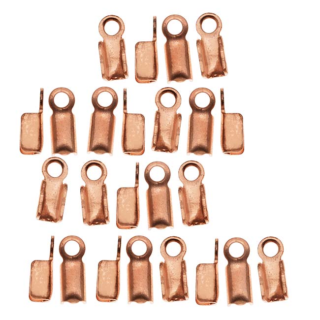 Cord Ends, Foldover For 3mm Leather Cord, Copper (50 Pieces)
