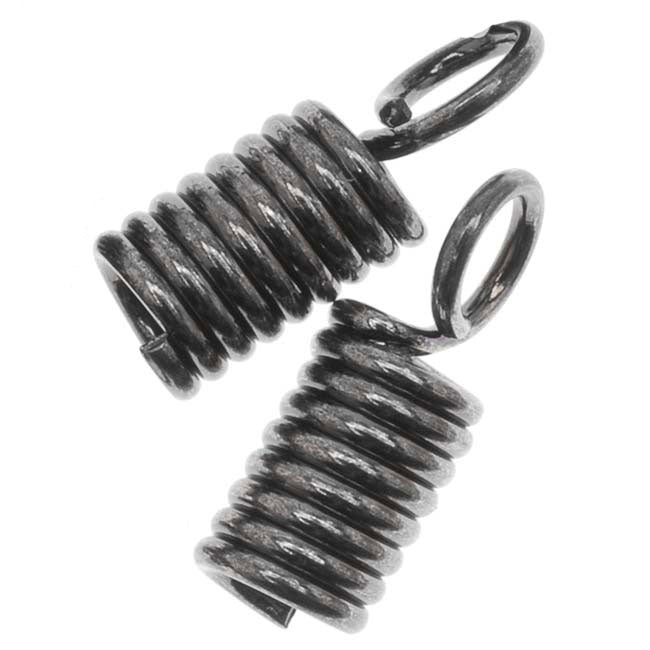 Spring Coil Ends, For 2.5mm Cord, Gunmetal Plated (20 Pieces)