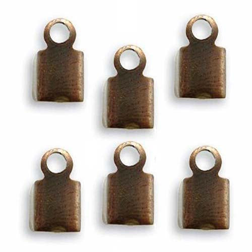 Vintaj Natural Brass Cord Ends, Foldover For 4mm Cord (6 Pieces)