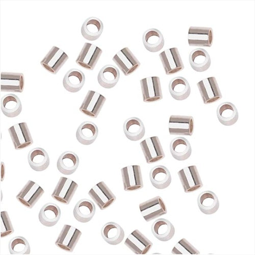 Crimp Beads, Anti Tarnish Tube 2x2mm, Silver FIlled (50 Pieces)