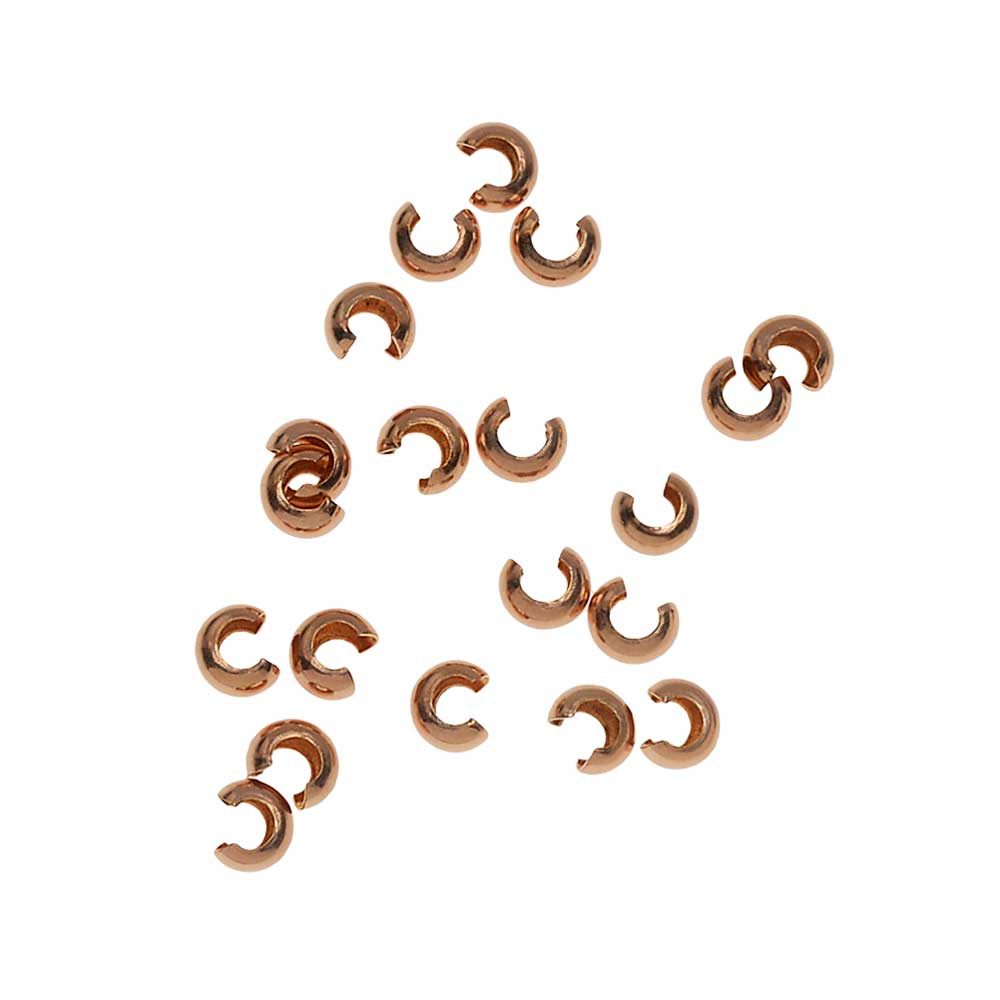 Crimp Bead Covers, 3mm 14K Rose Gold FIlled (20 Pieces)